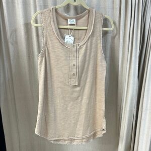 Taupe Henley Knit Tank Top - Very J